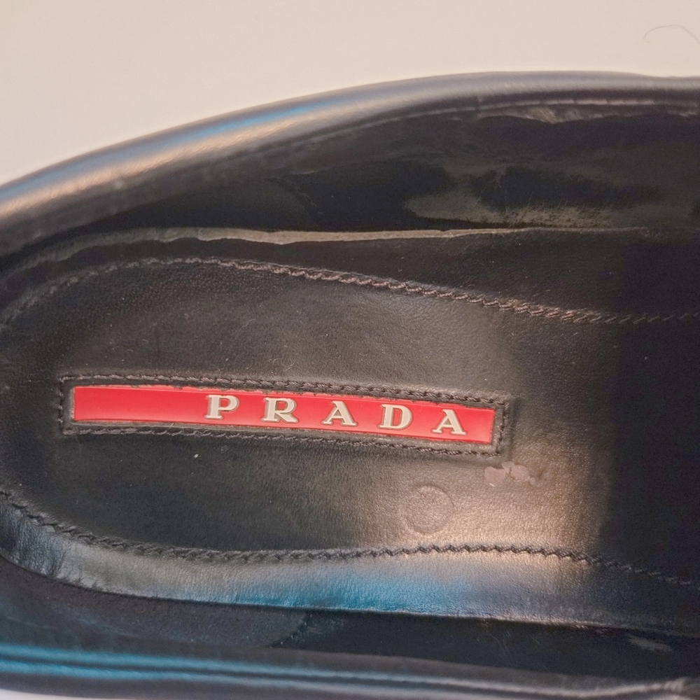 PRADA Mens Blue Suede Slip On No Lace Casual Leather Trim White Sole  Sneaker. - Picture 6 of 7